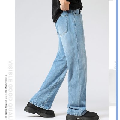 Quần Jean Nam Size Lớn Kiểu Mỹ ống Rộng Loe Nhẹ BS3373 Đen