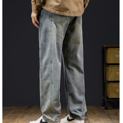 Quần Bò Nam Ống Rộng Size Lớn Vải Mềm Co Giãn Nhẹ Thoải Mái BS3374 Xanh Lam Cổ Điển