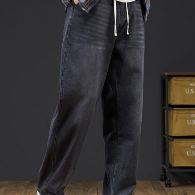 Quần Bò Nam Ống Rộng Size Lớn Vải Mềm Co Giãn Nhẹ Thoải Mái BS3374 Xanh Lam Cổ Điển