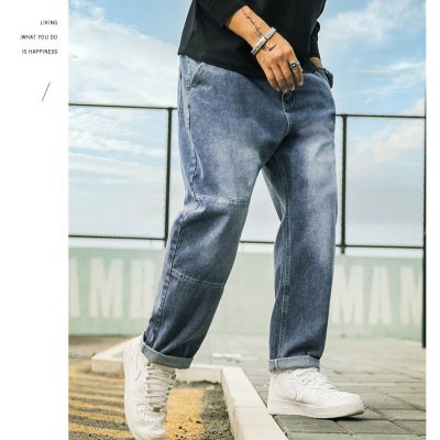 Quần Bò Nam Cỡ Lớn Ống Rộng Hiện Đại Vải Mềm Mịn Co Giãn Nhẹ BS3375 Xanh Nhạt