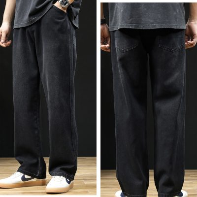 Quần Ống Rộng Cỡ Lớn Kiểu Hồng Kong Vải Mềm Thoáng Khí BS3372 Màu Đen