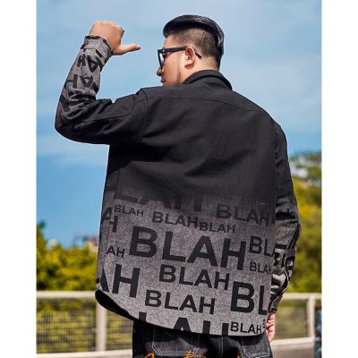 Áo Khoác Denim Cở Lớn In Họa Tiết Cá Tính BS3379 Đen