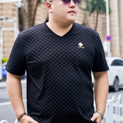 Áo Thun Cổ Tim Nam Mập Thun Cotton Mềm Mịn Co Giãn BS3397 Màu Đen