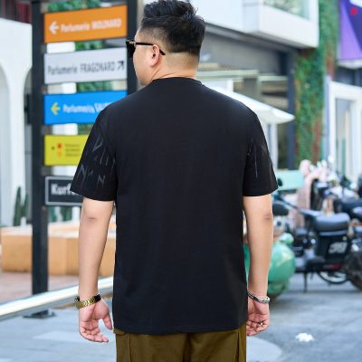 Áo Phông Nam Béo Cổ Tim Ngắn Tay Vải Cotton Co Giãn BS3399 Màu Đen