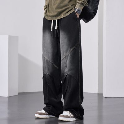 Quần Bò Cở Lớn Kiẻu Hồng Kông Dáng Rộng Thoải Mái BS3407 Màu Đen