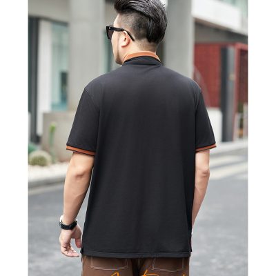 Áo Thun Cổ Bẻ Cở Lớn Vải Cá Sấu Cotton 100% Co Giãn Thoải Mái BS3381 Màu Đen