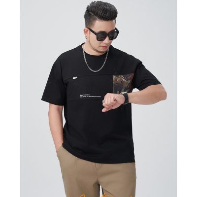 Áo Thun Big Size In Hình Cá Tính Vải Cotton Co Giãn BS3378 Màu Đen