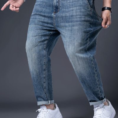 Quần Jean Nam Size Lớn Ống Đứng Dáng Rộng Vải Denim Mềm Dày Vừa Co Giãn BS3384 Màu Xanh Lam