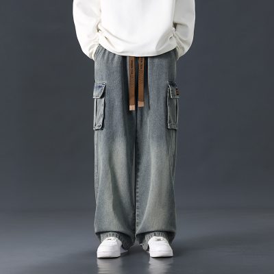 Quần Bò Túi Hộp Ống Đứng Rộng Thoải Mái  Vải Jean Mềm Co Giãn Nhẹ BS3388 Màu Xám Xanh