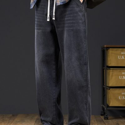 Quần Bò Nam Ống Rộng Size Lớn Vải Mềm Co Giãn Nhẹ Thoải Mái BS3374 Xanh Lam Cổ Điển