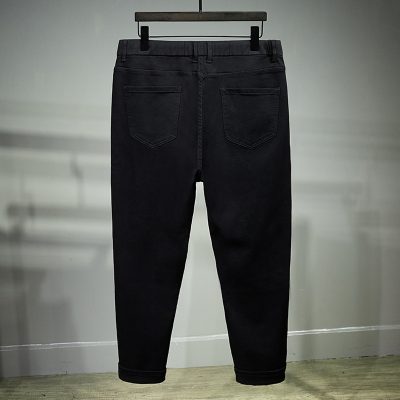 Quần Bò Rách Cho Nam Béo Quần Lưng Thun Ống Nhỏ Vải Mềm Co Giãn Nhẹ BS3391 Trắng