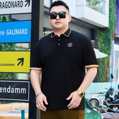 Áo Phông Nam Mập Ngắn Tay Cổ Bẻ Vải Thun Cotton Co Giãn Mịn Mát BS3398 Màu Đen