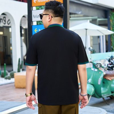 Áo Phông Cỡ Lớn Cổ Bẻ Tay Ngắn Vải Cotton Mịn Mát Co Giãn BS3400 Màu Đen