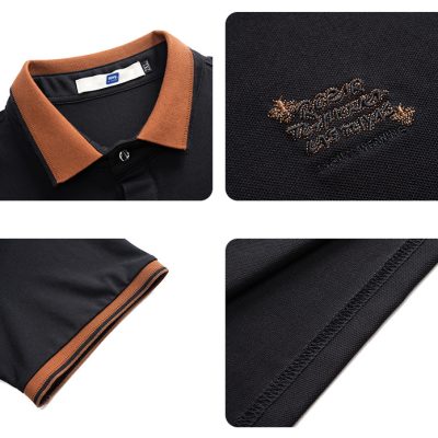 Áo Thun Cổ Bẻ Cở Lớn Vải Cá Sấu Cotton 100% Co Giãn Thoải Mái BS3381 Màu Đen