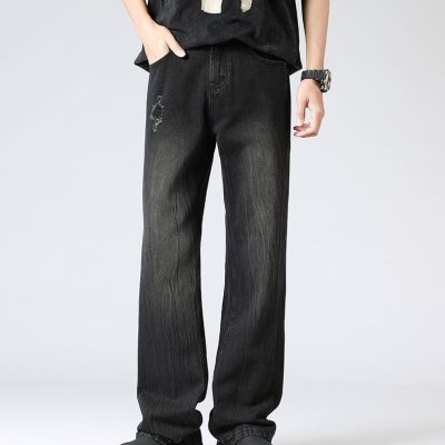 Quần Jean Nam Size Lớn Kiểu Mỹ ống Rộng Loe Nhẹ BS3373 Đen