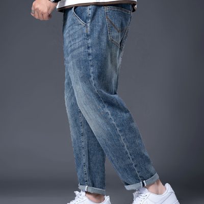 Quần Jean Nam Size Lớn Ống Đứng Dáng Rộng Vải Denim Mềm Dày Vừa Co Giãn BS3384 Màu Xanh Lam