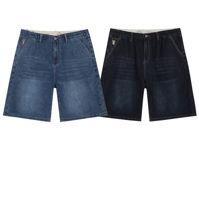 Quần Short Lửng Cho Nam Béo Dáng Rộng Thoải Mái Vải Denim Mềm Co Giãn BS3385 Màu Xanh Đen