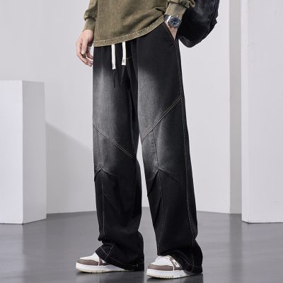 Quần Bò Cở Lớn Kiẻu Hồng Kông Dáng Rộng Thoải Mái BS3407 Màu Đen