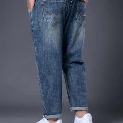 Quần Jean Nam Size Lớn Ống Đứng Dáng Rộng Vải Denim Mềm Dày Vừa Co Giãn BS3384 Màu Xanh Lam