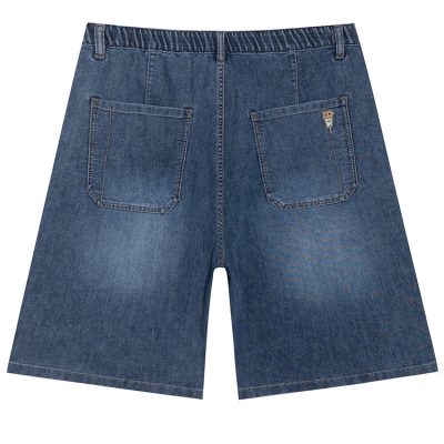 Quần Short Lửng Cho Nam Béo Dáng Rộng Thoải Mái Vải Denim Mềm Co Giãn BS3385 Màu Xanh Đen