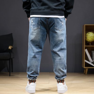 Quần Jean Rách Big Size kiểu Jogger Sành Điệu Vải Jean Mềm Co Giãn Nhẹ BS3392 Xanh