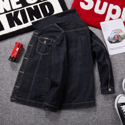 Áo Khoác Denim Nam Mập Kiểu Mỹ Vải Jean Dày Mềm Form Rộng BS3401 7081 Màu Đen