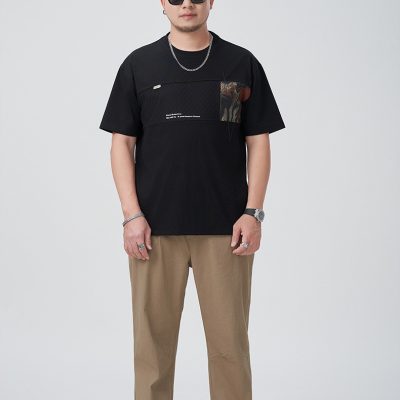 Áo Thun Big Size In Hình Cá Tính Vải Cotton Co Giãn BS3378 Màu Đen