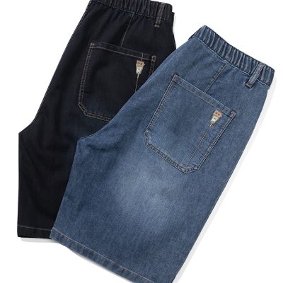 Quần Short Lửng Cho Nam Béo Dáng Rộng Thoải Mái Vải Denim Mềm Co Giãn BS3385 Màu Xanh Đen