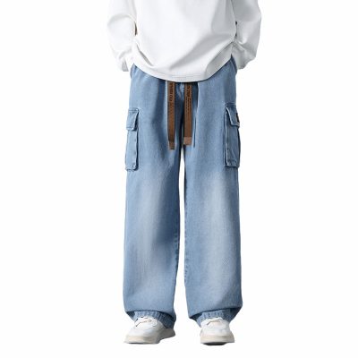 Quần Bò Túi Hộp Ống Đứng Rộng Thoải Mái  Vải Jean Mềm Co Giãn Nhẹ BS3388 Màu Xám Xanh