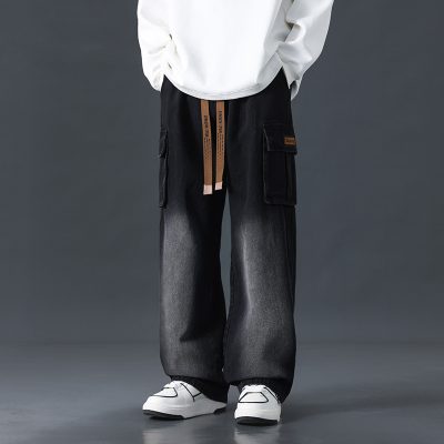 Quần Bò Túi Hộp Ống Đứng Rộng Thoải Mái  Vải Jean Mềm Co Giãn Nhẹ BS3388 Màu Xám Xanh