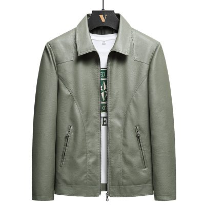 Áo Khoác Da Cở Lớn Kiểu Hàn Quốc Da PU BS3410 JK20 Mỏng Màu Xanh Lá Cây