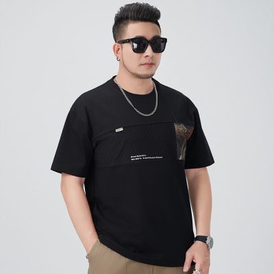 Áo Thun Big Size In Hình Cá Tính Vải Cotton Co Giãn BS3378 Màu Đen