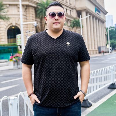 Áo Thun Cổ Tim Nam Mập Thun Cotton Mềm Mịn Co Giãn BS3397 Màu Đen