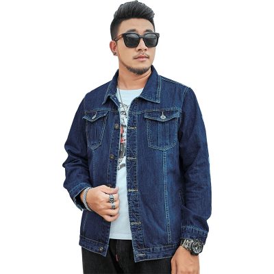 Áo Khoác Denim Nam Mập Kiểu Mỹ Vải Jean Dày Mềm Form Rộng BS3401 7081 Màu Đen