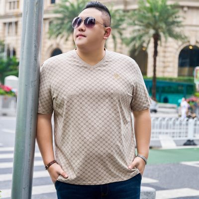 Áo Thun Cổ Tim Nam Mập Thun Cotton Mềm Mịn Co Giãn BS3397 Màu Đen