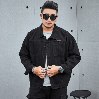 Áo Khoác Denim Nam Mập Kiểu Mỹ Vải Jean Dày Mềm Form Rộng BS3401 7081 Màu Đen