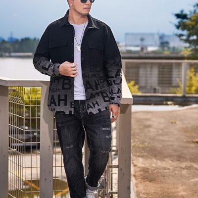 Áo Khoác Denim Cở Lớn In Họa Tiết Cá Tính BS3379 Đen