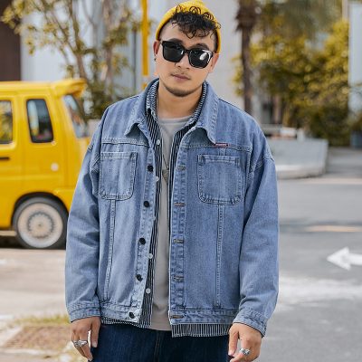Áo Khoác Denim Nam Mập Kiểu Mỹ Vải Jean Dày Mềm Form Rộng BS3401 7081 Màu Đen