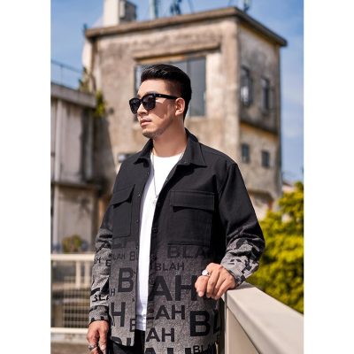Áo Khoác Denim Cở Lớn In Họa Tiết Cá Tính BS3379 Đen