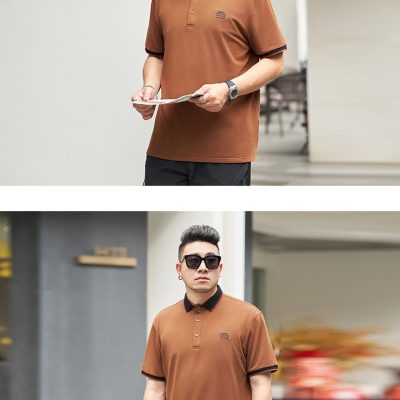 Áo Thun Cổ Bẻ Cở Lớn Vải Cá Sấu Cotton 100% Co Giãn Thoải Mái BS3381 Màu Đen