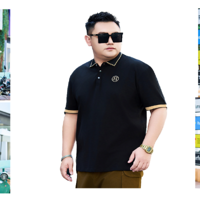 Áo Phông Nam Béo Cổ Tim Ngắn Tay Vải Cotton Co Giãn BS3399 Màu Đen