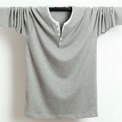 Áo Thun Nam Tay Dài Cỡ Lớn Kiểu Hàn Quốc Cotton 100% Co Giãn Thoải Mái BS3413 Màu Xanh Quân Đội