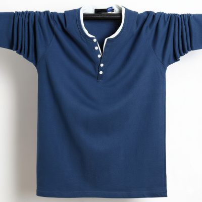 Áo Thun Nam Tay Dài Cỡ Lớn Kiểu Hàn Quốc Cotton 100% Co Giãn Thoải Mái BS3413 Màu Xanh Quân Đội