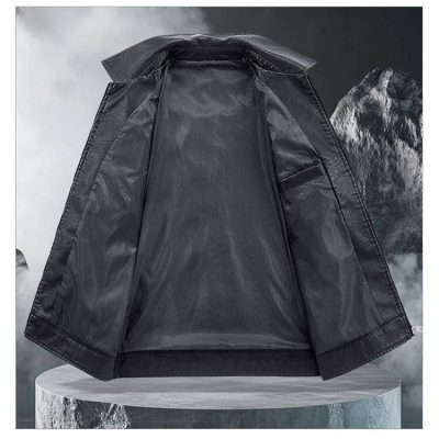 Áo Khoác Da Nam Size Lớn Năng Động, Nam Tính – Chất Da Cừu Thật Cao Cấp BS3423 Xanh Rêu Có Lót Lông