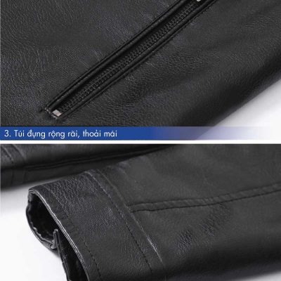 Áo Da Nam Cao Cấp – 100% Da Thật, Phong Cách Năng Động 2026 BS3425AKD59 Đen Có Lót Lông